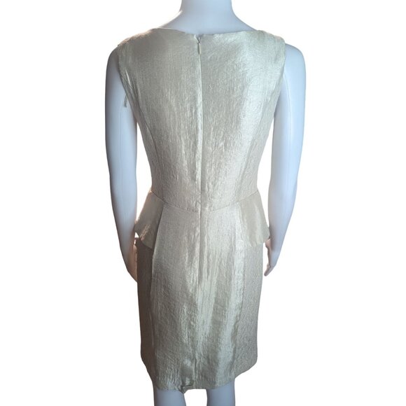 NWT London Times Champagne Peplum Sheath Dress Weddings Cocktail Parties sz 4 - Picture 4 of 12